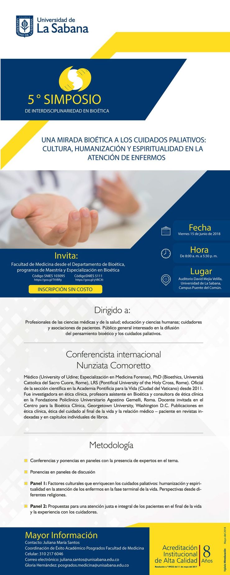 5º Simposio de Interdisciplinariedad en Bioética, Medicina Universidad de La Sabana