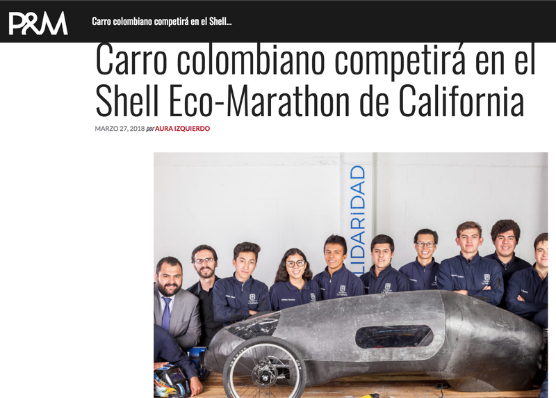 Carro colombiano competirá en el Shell Eco-Marathon de California