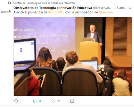 Primer Congreso Internacional de Tecnología e Innovación Educativa, CTA, Twiter.